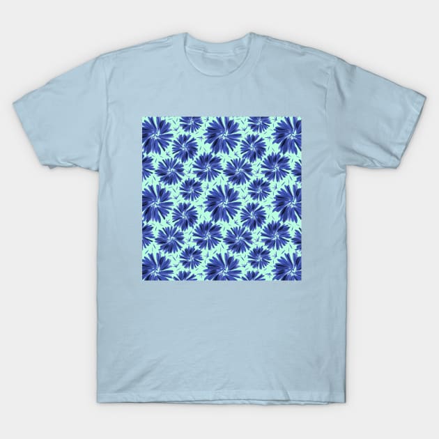 Flower Twirl Navy on Mint T-Shirt by Shelworks Stationery